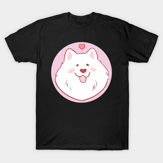 Cute Samoyed with a heart illustration T-Shirt by Yarafantasyart